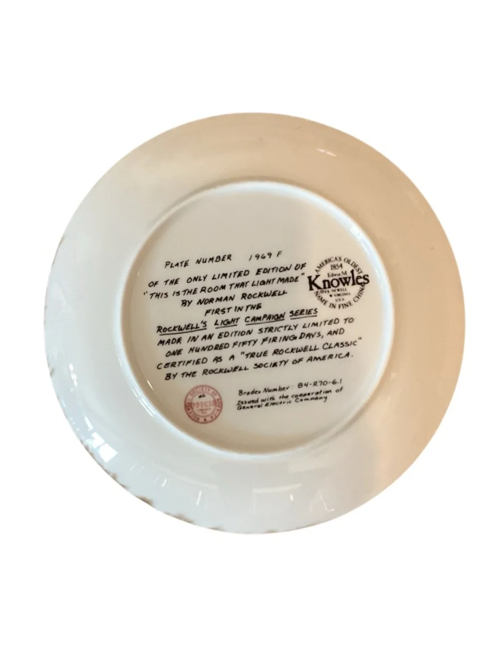 Knowles This is the Room that Light Made Norman Rockwell Collectors Plate 1969 F